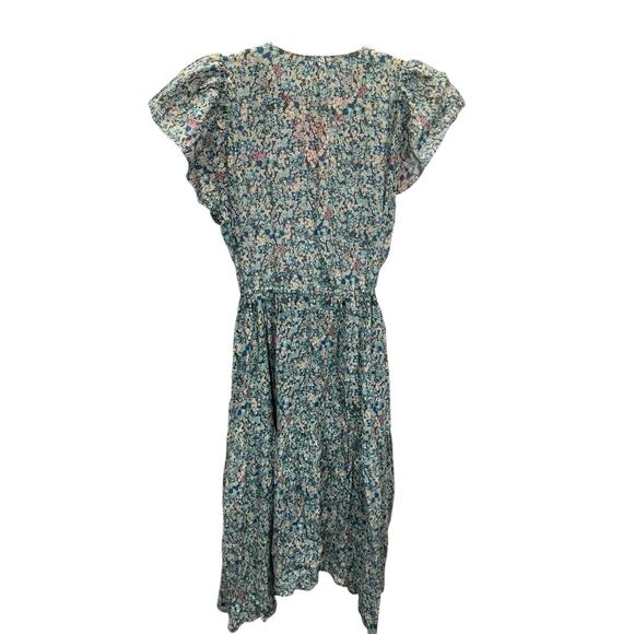Trovata Birds of Paradis Kristi Dress Sea Mist Floral XS Cotton Blend Midi - Picture 8 of 12